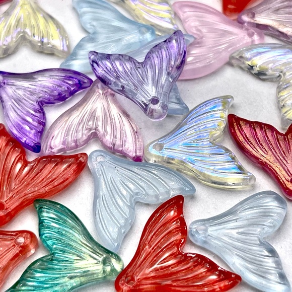 70pc GLASS Mermaid Tails Charms Jewelry Making Crafting DIY Bracelets 925 Bundle - Picture 13 of 16